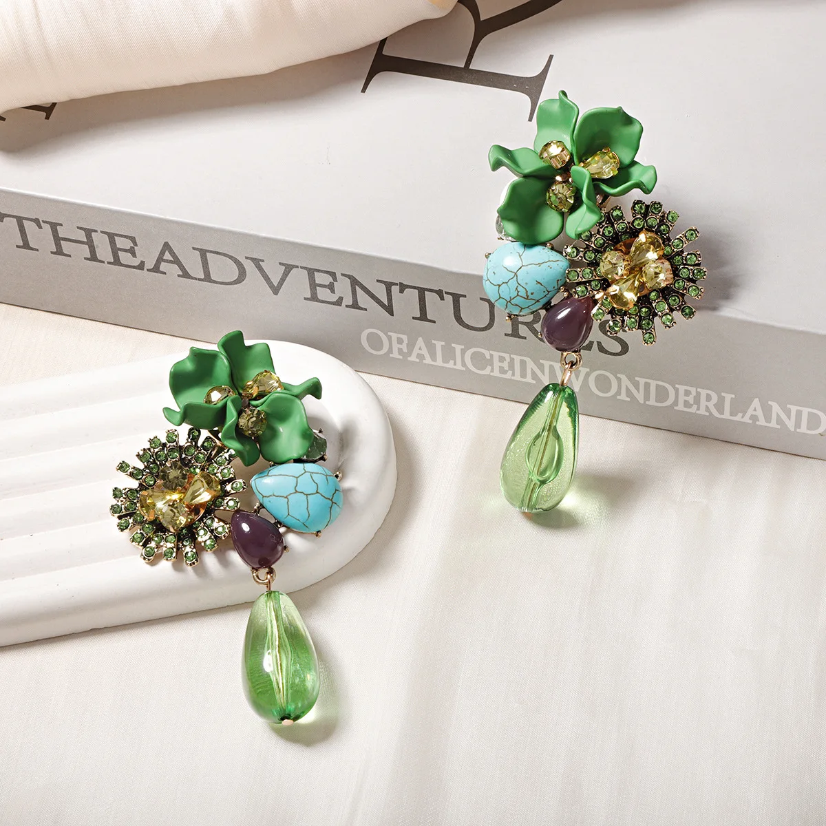 Zvoijio New Personalized Trendy Resin Flower Water Drop Long Earrings