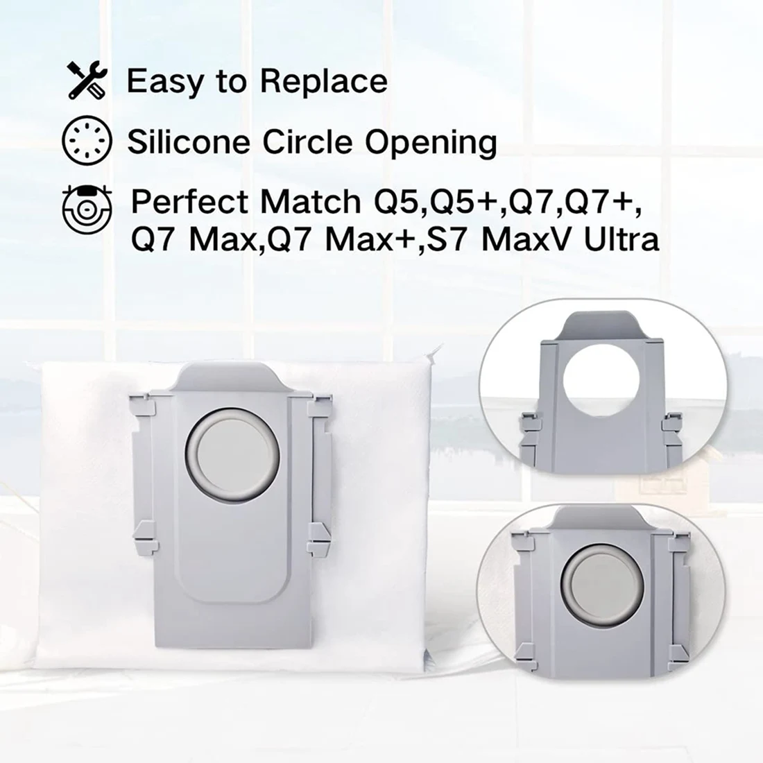 Dust Bag For Roborock Q5+ S7 Maxv Ultra Robot Vacuum ,3L Large Capacity Acuum Bag Compatible(4PCS)