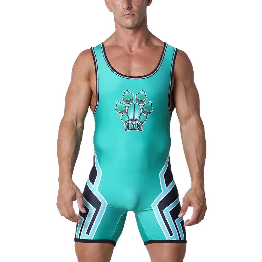 

New Wrestling Singlet Tummy Control Wear Men's Gym Sports Sleeveless Triathlon Weightlifting Clothing Running One Piece Bodysuit