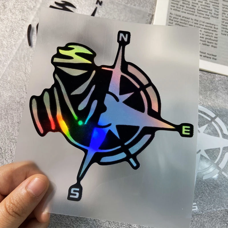 1PC Compass Pattern Vinyl Sticker 13X12CM, Waterproof Decal for Motorcycle Fuel Tank Helmet Electric Scooter Storage Box Decor view 6