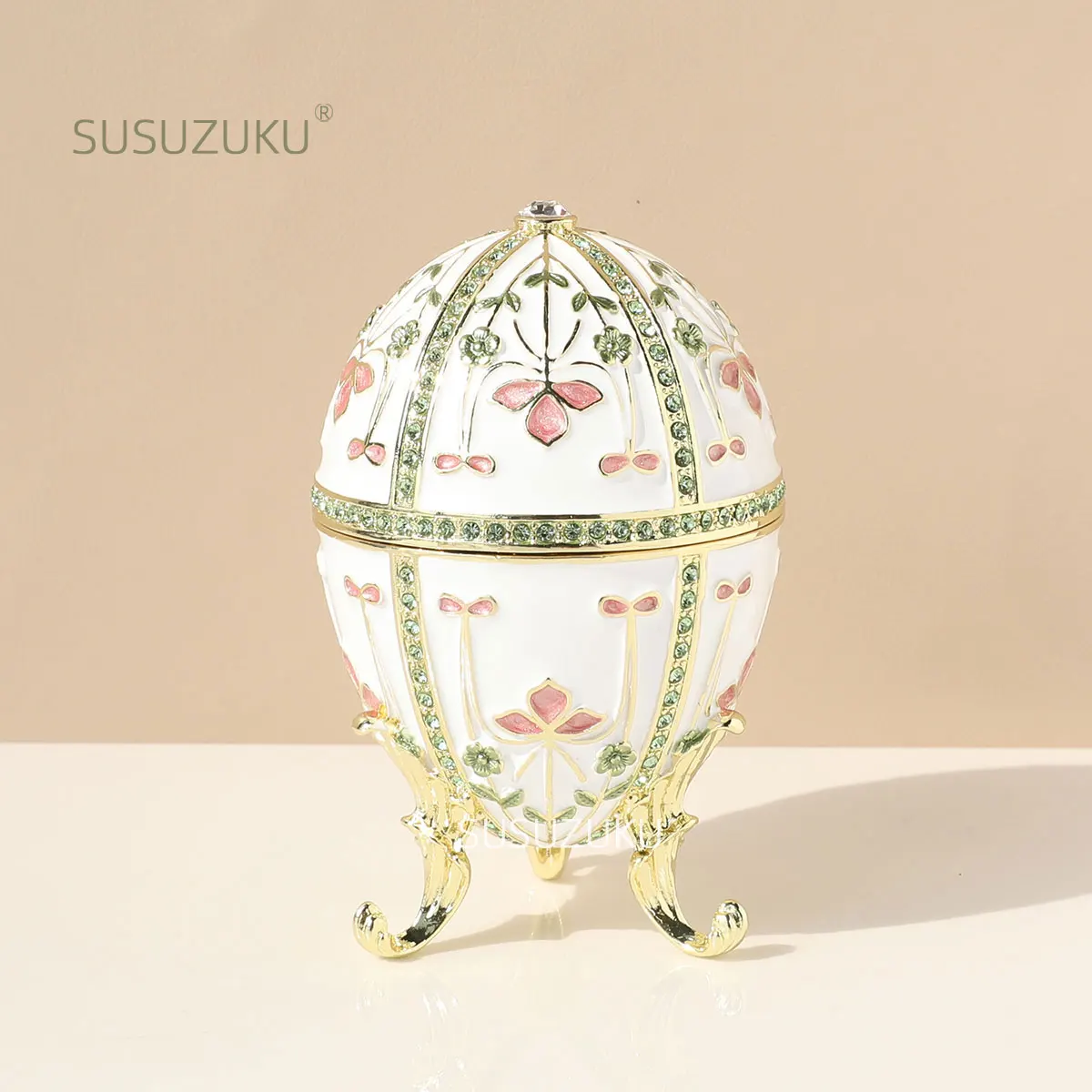 Faby.info-Boîte à bijoux émaillée style œuf, 1 pièce, à charnière, cadeau unique pour la décoration de la maison