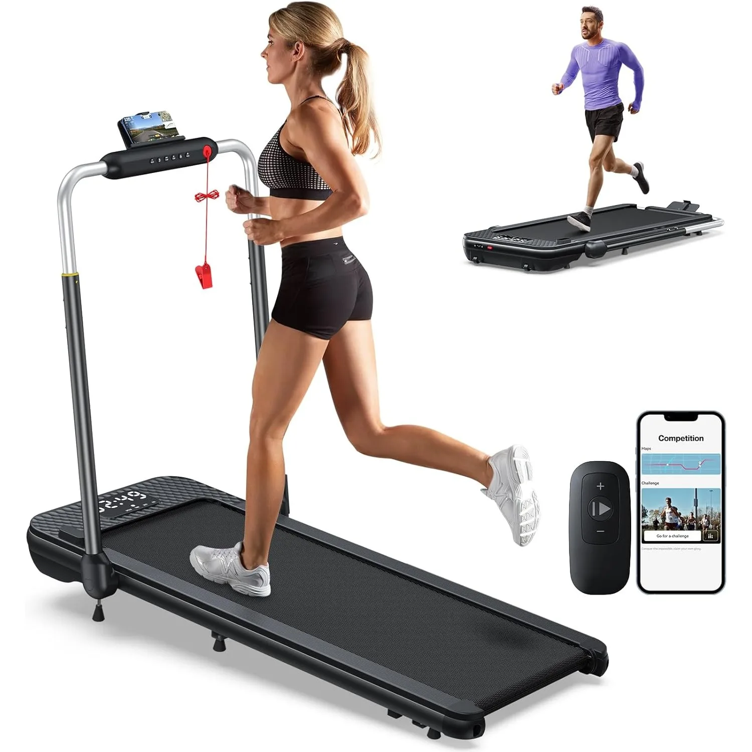 10% Incline Walking Pad Treadmill with Handlebar & 265 lbs/340 lbs Capacity,40 dB Quiet Walking Jogging Mat Work for Home