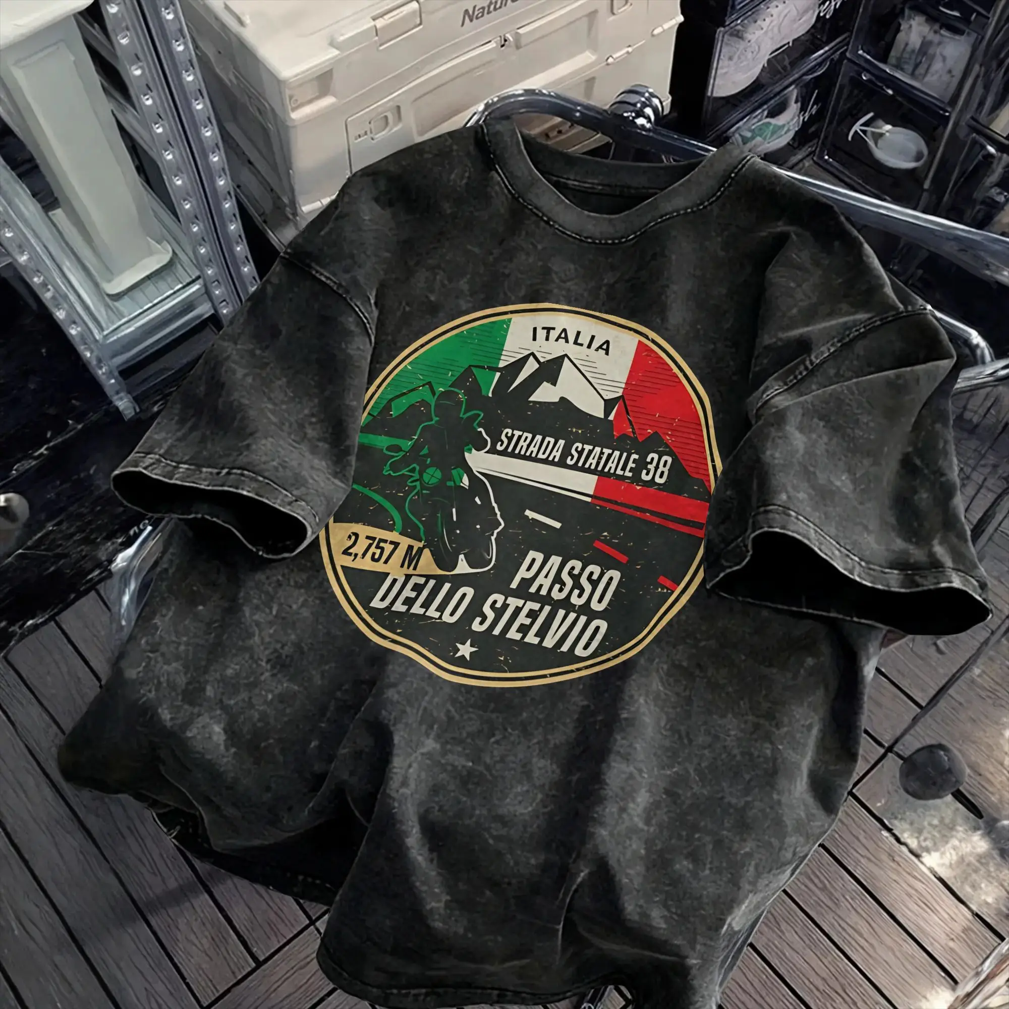 Stelvio Pass Italy Washed T Shirt Male  Y2K Classic Casual T Shirts Summer O Neck Novelty Tees Simple Oversized Clothes