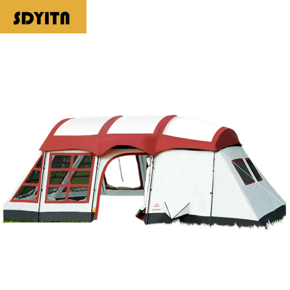 Deluxe 12-Person Outdoor Tent with Two Rooms and One Hall, Super Large Camping Tent for Group Building