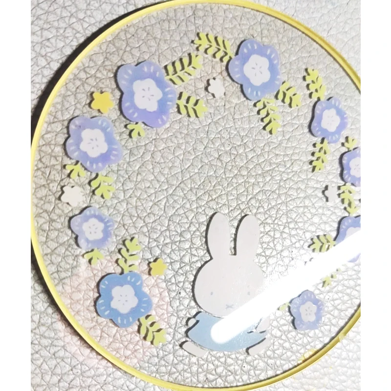 

Kawaii Miffy Universal Acrylic Cup Lid & Coaster Set Round Cute Cartoon Cover Fits Most Mugs Dust Proof Drinkware Accessory