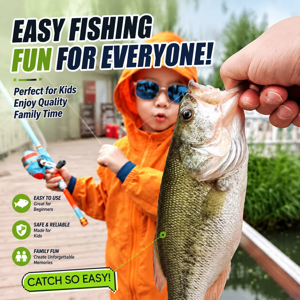 Beginner Telescopic Fishing Rod Combo with No-Tangle Spinning Reel, Portable Fishing Pole Set for Kids and Adults, Easy-to-Use L view 2