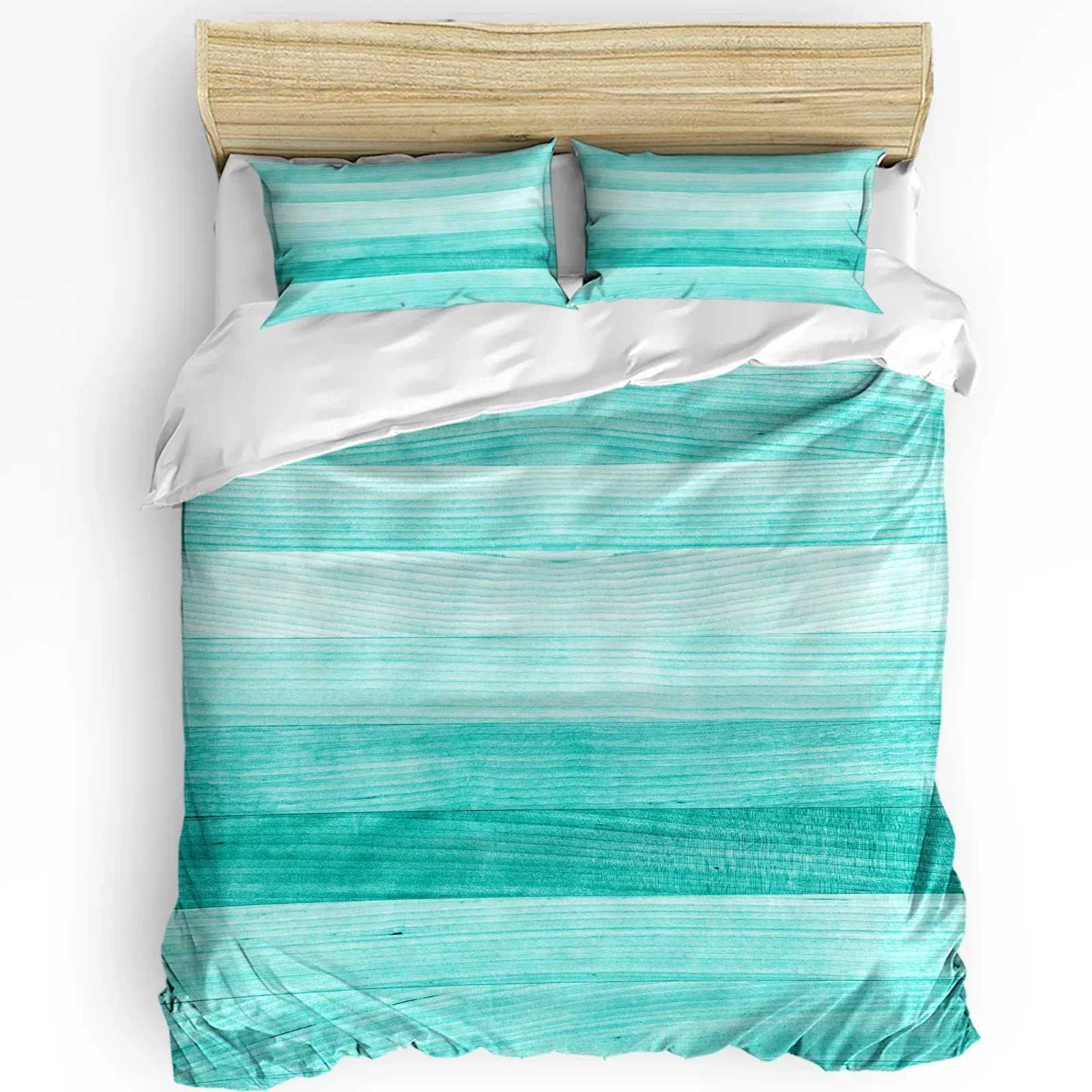 Turquoise Wooden Board Bedding Set 3pcs Boys Girls Duvet Cover Pillowcase Kids Adult Quilt Cover Double Bed Set Home Textile