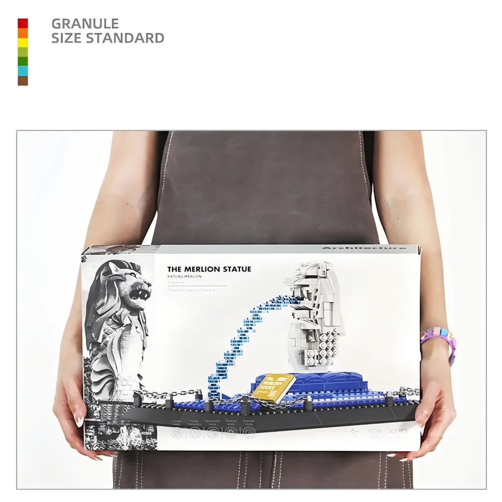 Ensemble de blocs de construction des icônes du monde : maison de l'opéra de Sydney et Merlion, kit de modèle d'architecture détaillée, cadeau pour les collectionneurs adultes