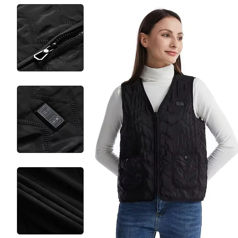 Advanced 8-Zone Smart Heating Vest USB-Powered APP-Controlled Temperature Thermal Layer for Hiking Outdoor Sports