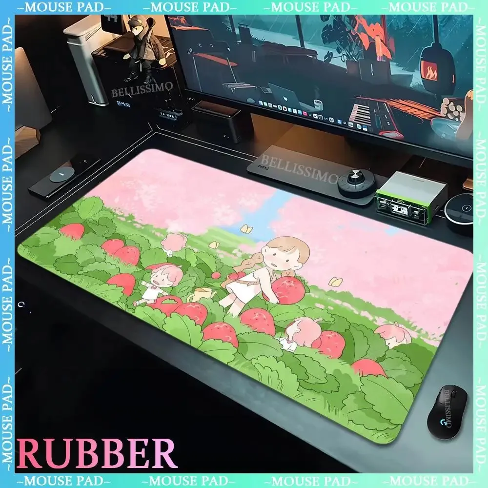 Laptop Mouse Pad Cute Little Girl Rubber Desk mat Large Computer Game Mouse Pads Cute Gaming Keyboard Carpet Cartoon Aesthetic