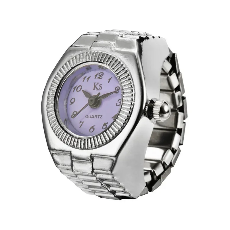 Vintage Punk Vingerhorloge Mini Elastische Bandje Alloy Horloges Paar Ringen Sieraden Klok Retro Romeinse Kwarts Horloge Ringen Dames Heren