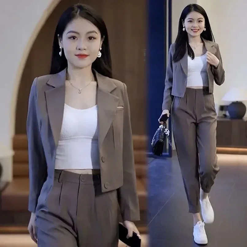 Fashion Suit Set Short Jacket 2024 Spring/summer Korean Version New Long Sleeved Casual Two-piece Set Trend