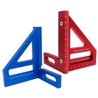 Upgraded Carpenter Square Aluminum Miter Triangle Ruler Precision Hole Scriber Woodworking Square Protractor 45/90 Degree Layout