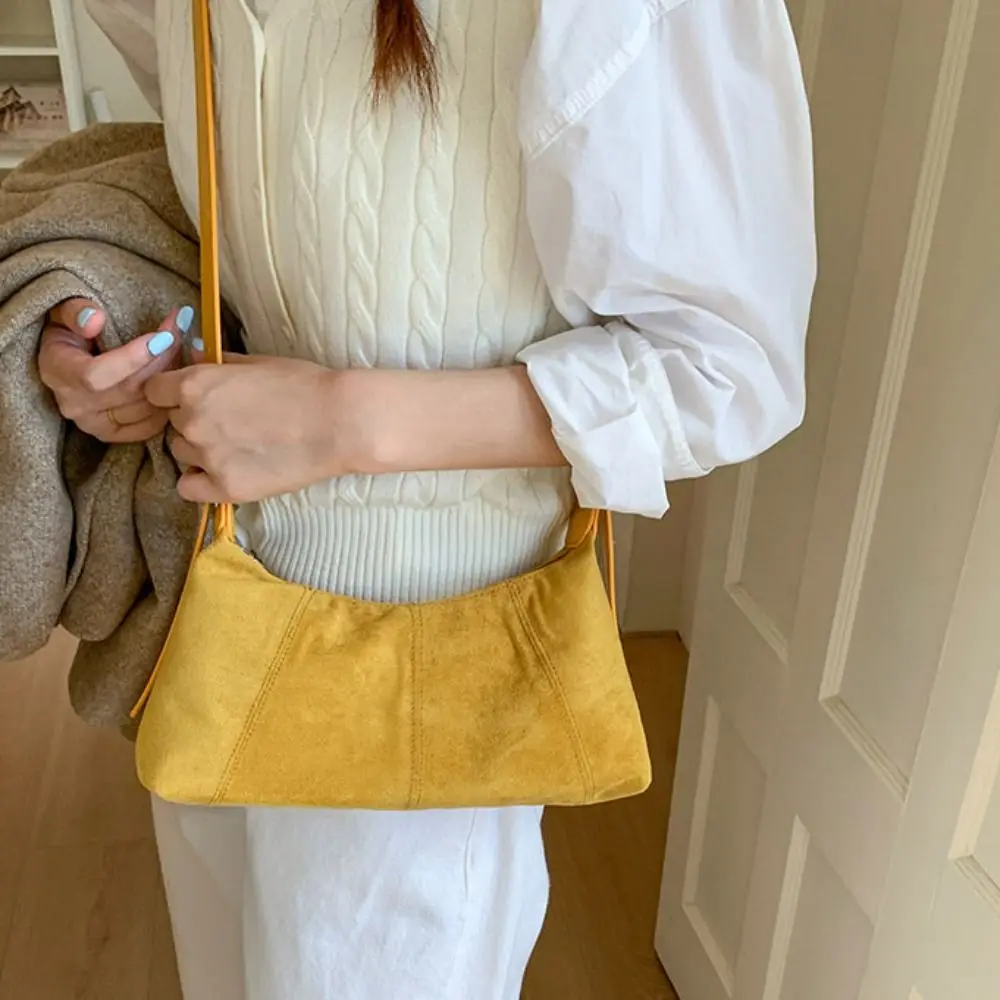 

Shoulder Bag Suede Pillow Handbag Handbag Candy Color Slouchy Hobo Bags Korean Style Large Capacity Solid Color Tote Bag