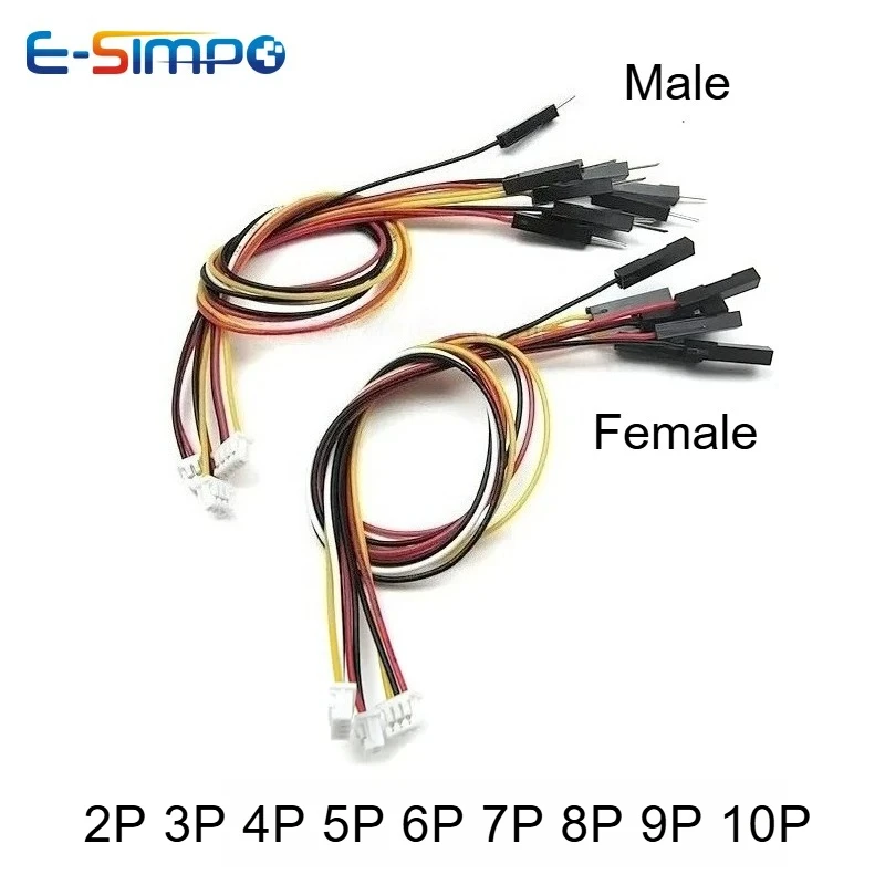 5PC MX1.25 JST Passo 1.25mm a DuPont 1P 20/30cm Maschio Femmina Cavo 2/3/4-10P Cavo di collegamento scheda 1 Trascina 4 Cavo terminale sensore