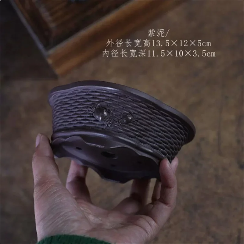 yesCeramic rhombus‌ Crab basket theme Pot,Inner size 11.5*10*3.5cm, 3color,Purple Sand,Table, Garden Decoration, Table 6