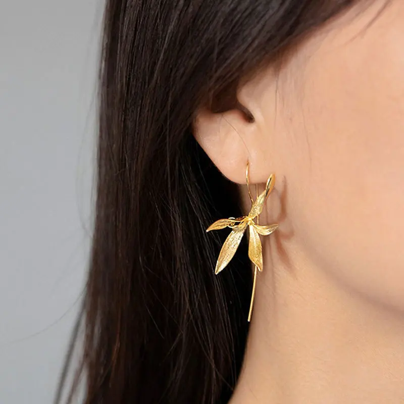 Elegant Simple Orchid Dangle Earrings Simple Fashion Flower Earring Jewelry Women for Four Season Commuting