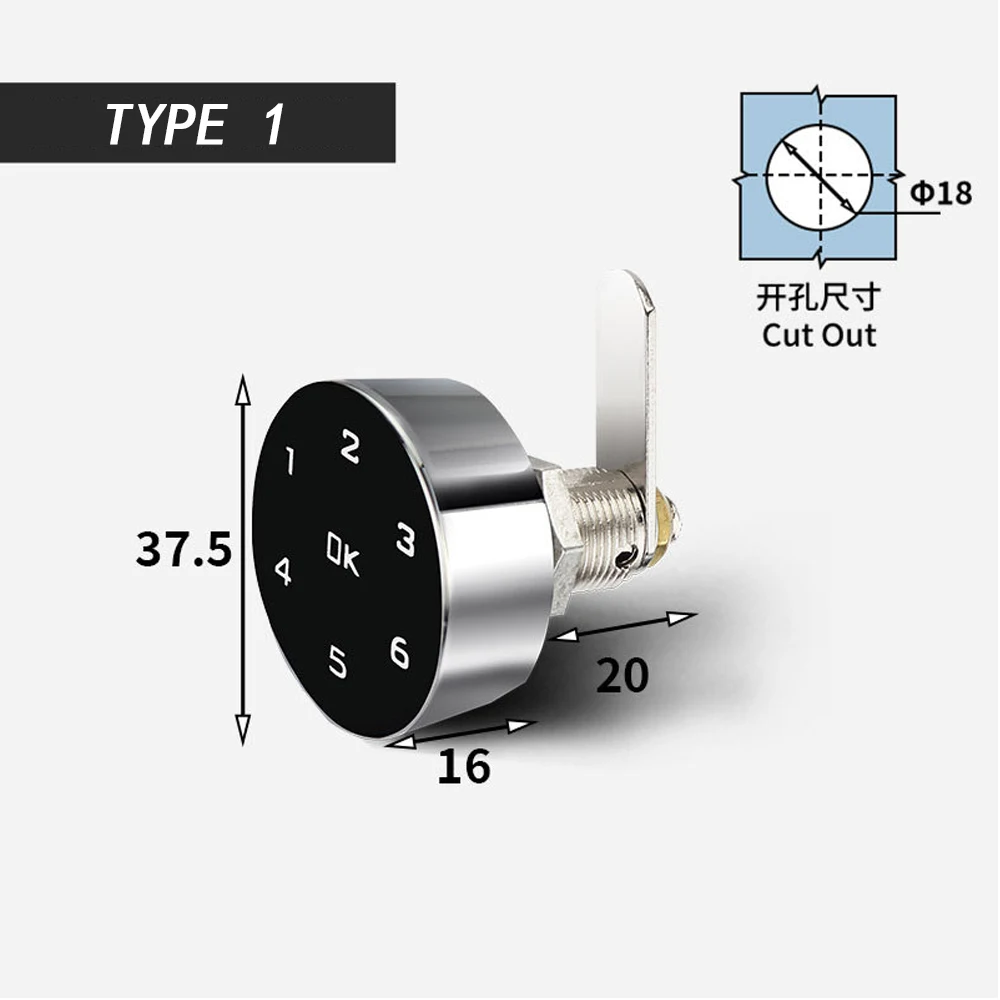 Smart Password Lock Touch Screen Digital  Security Lock Wood Cabinet Keypad Drawer Office Digital Electronic Lock