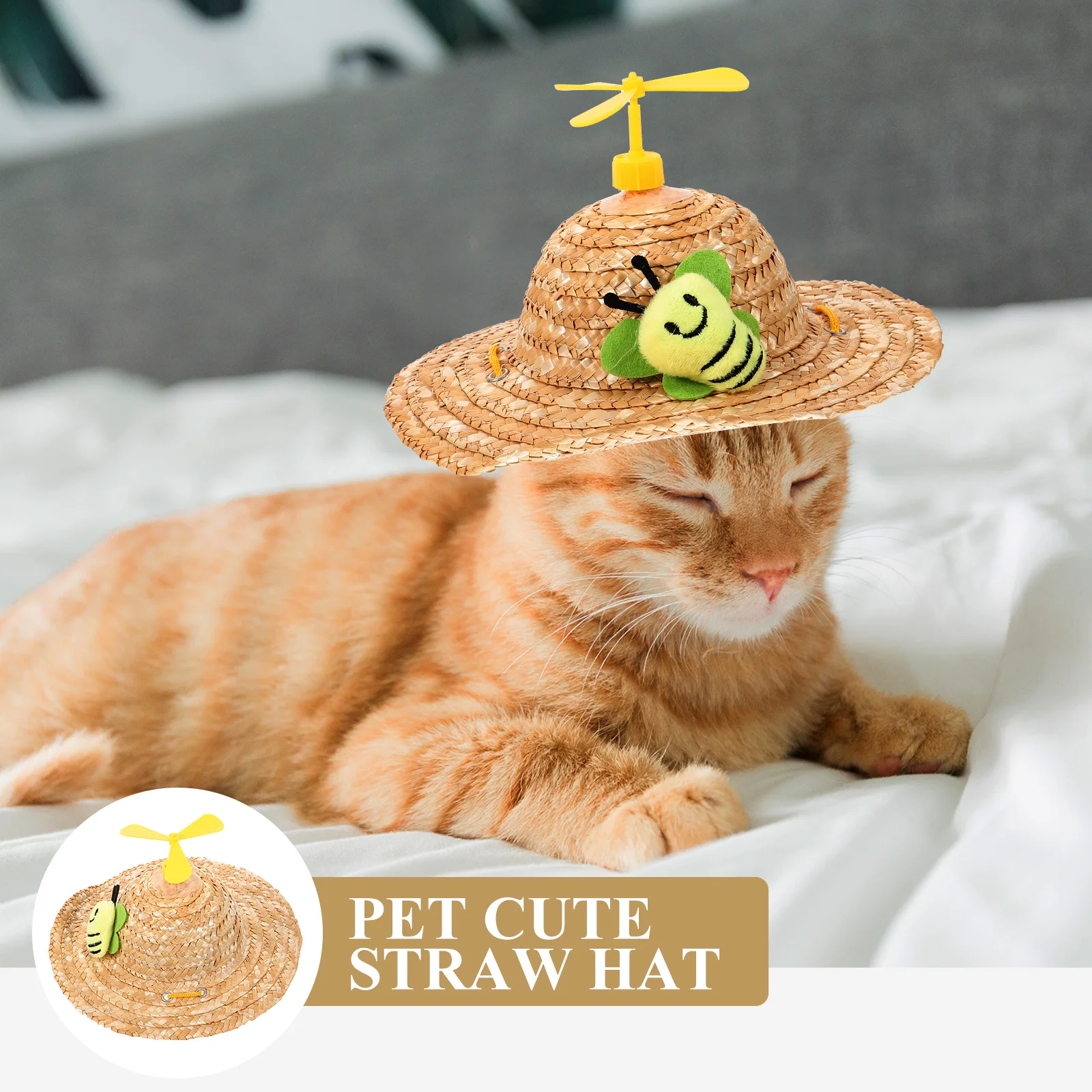 

Pet Hat for Dogs Cool Hats Knitted Puppy Decoration Supplies Straw Cap