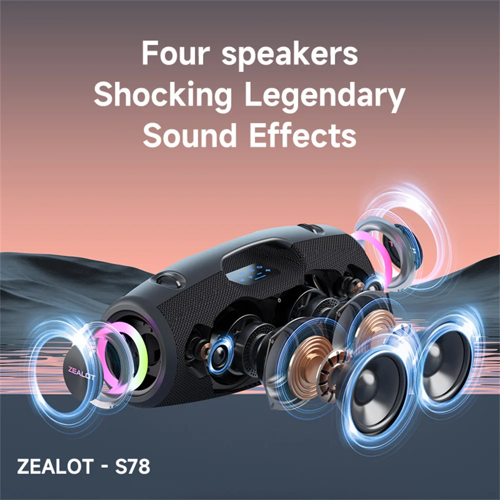 Imagem -03 - Zealot-alto-falante Bluetooth Portátil Alto-falante ao ar Livre Alto-falante Grande Excelente Desempenho de Graves Hifi S78 120w