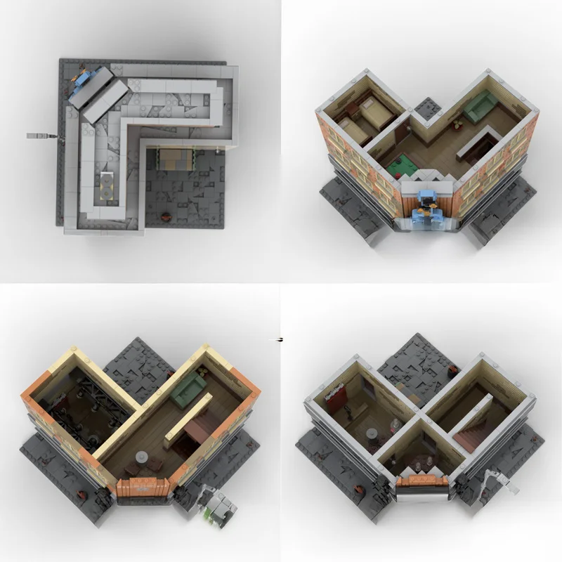 Modelo de Bloco MOC de Pub de Música Rock Falowt com Sinal Gigante de Guitarra, Vista de Rua para 247617 moc