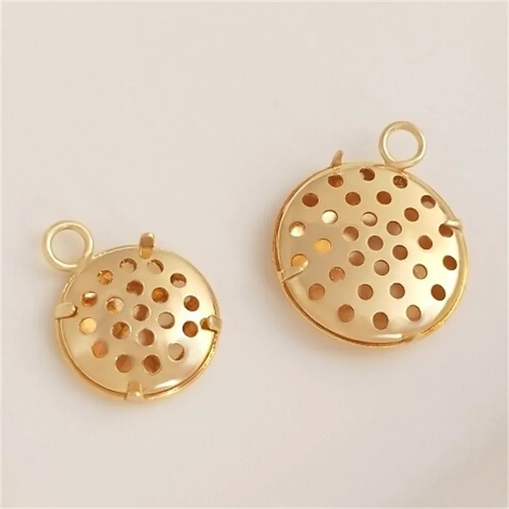 

14K Copper Clad True Gold Necklace Pendant, Mesh Disc Holder, Disc Pendant, DIY Showerhead Handmade Sweater Chain Pendant K219