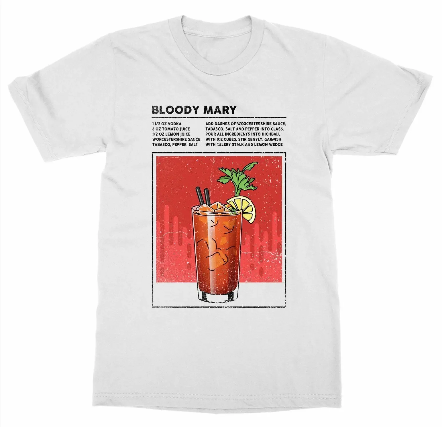 Mixed Drink Bloody Mary Cocktail Happy Hour Alcohol Bartender T-Shirt 100% Cotton O-Neck Short Sleeve Summer Casual Mens T-shirt