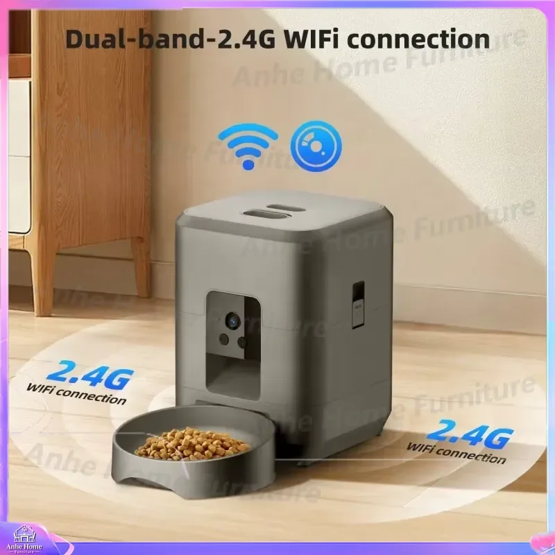 Tuya Smart Automatic Cat Feeder with HD Camera WiFi Connectivity Time Scheduled Pet Food Dispenser for Dry Food Remote