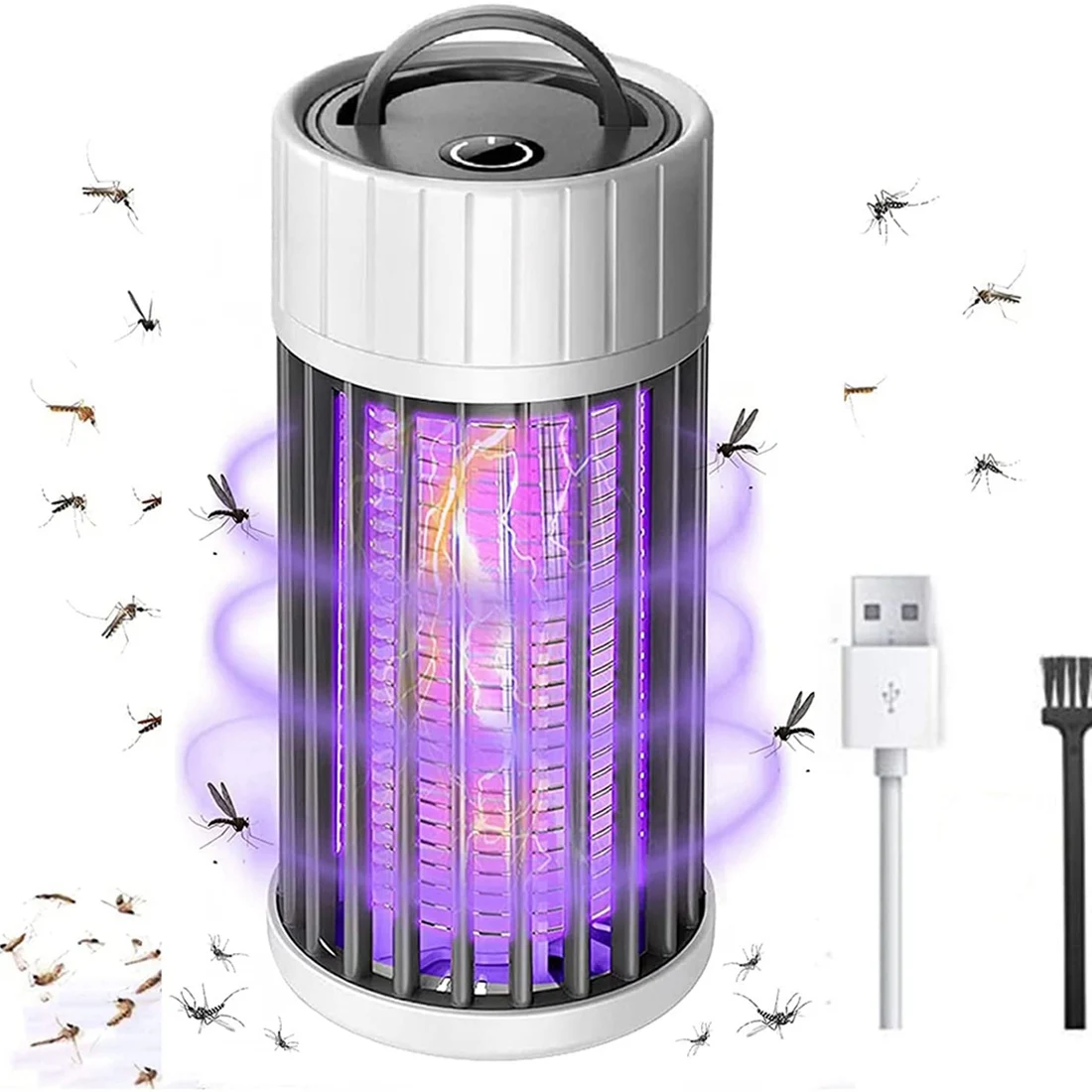 Lâmpada elétrica do assassino do mosquito do USB, Bug Zapper portátil, UV Fly Zapper, Bug Killer, Indoor e Outdoor, Quarto e Hotel, 360 °