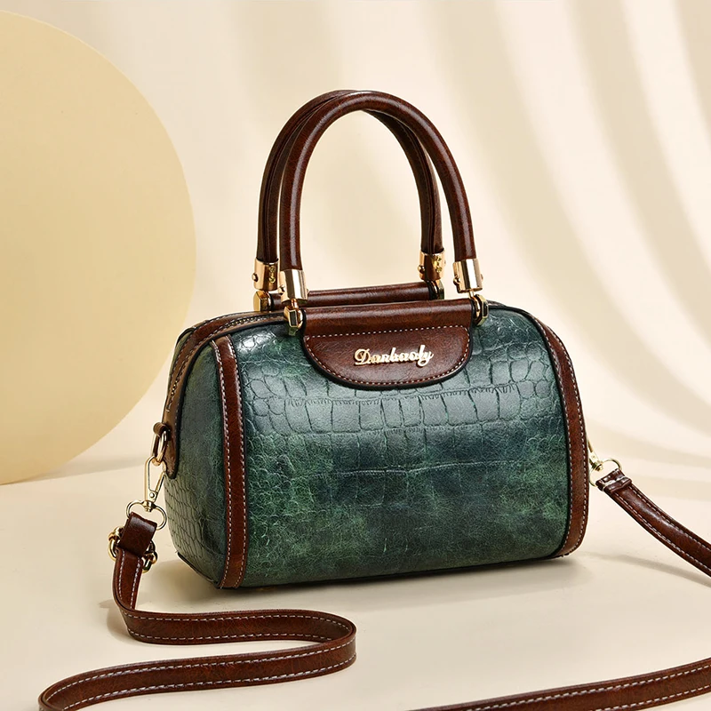 The texture of fashion crocodile pattern pure color simple handbag, light luxury with a single shoulder crossbody bag for women