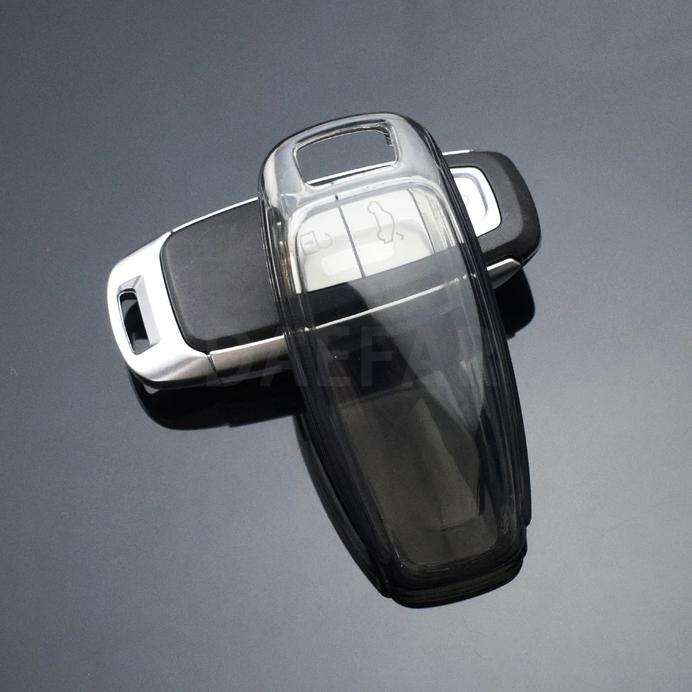 Saco de proteção chave transparente para audi q5 q8 c8 d5 sq8 a3 a4 b9 a6 a7 4k a8 e-tron tpu caso chave remota do carro capa escudo fob