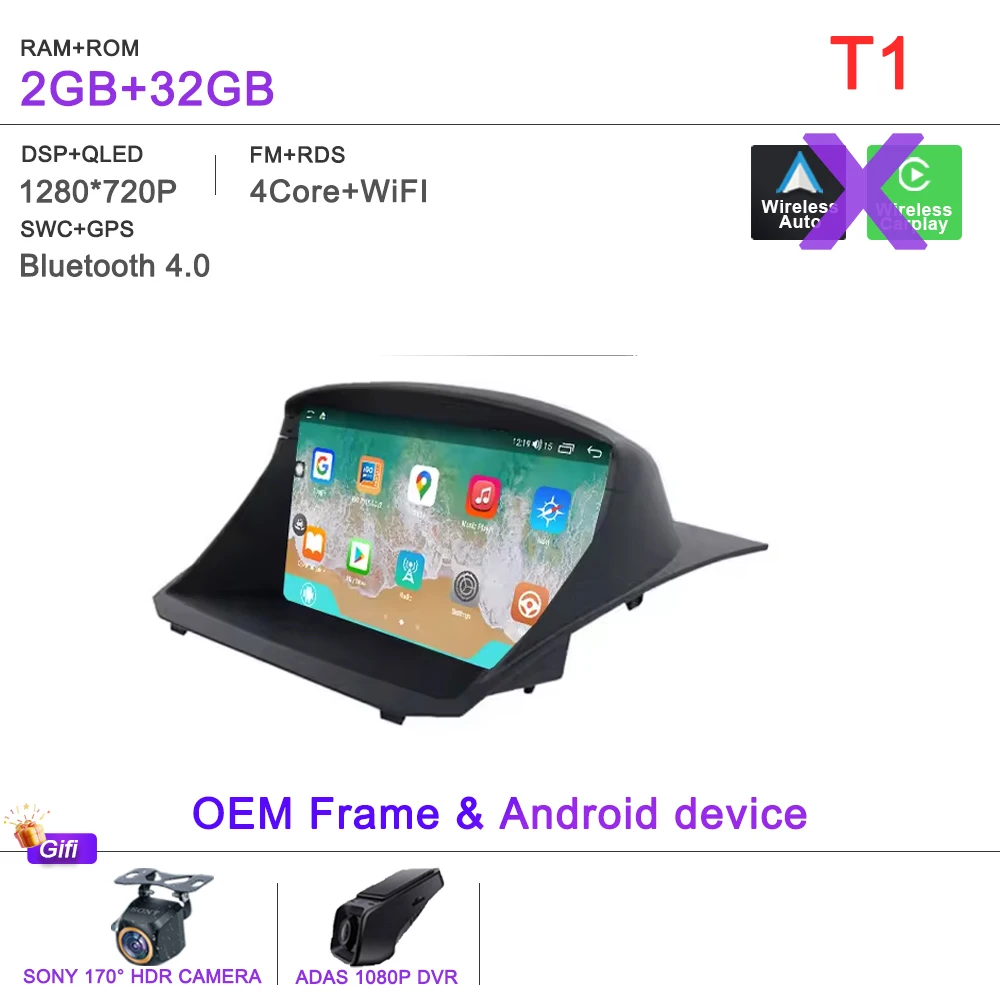 Android 16 Carplay Car Radio For Ford Fiesta MK7 2009 2010 2011 2012 2013 -2017 Multimedia Player Navigation Screen Wifi Stereo image 3