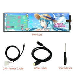 Wisecoco 12.6 inch 1920*515 Portable Monitor IPS LCD CPU GPU Temperature Display for DIY Y60 Case PC Auxiliary Monitor Aquarium