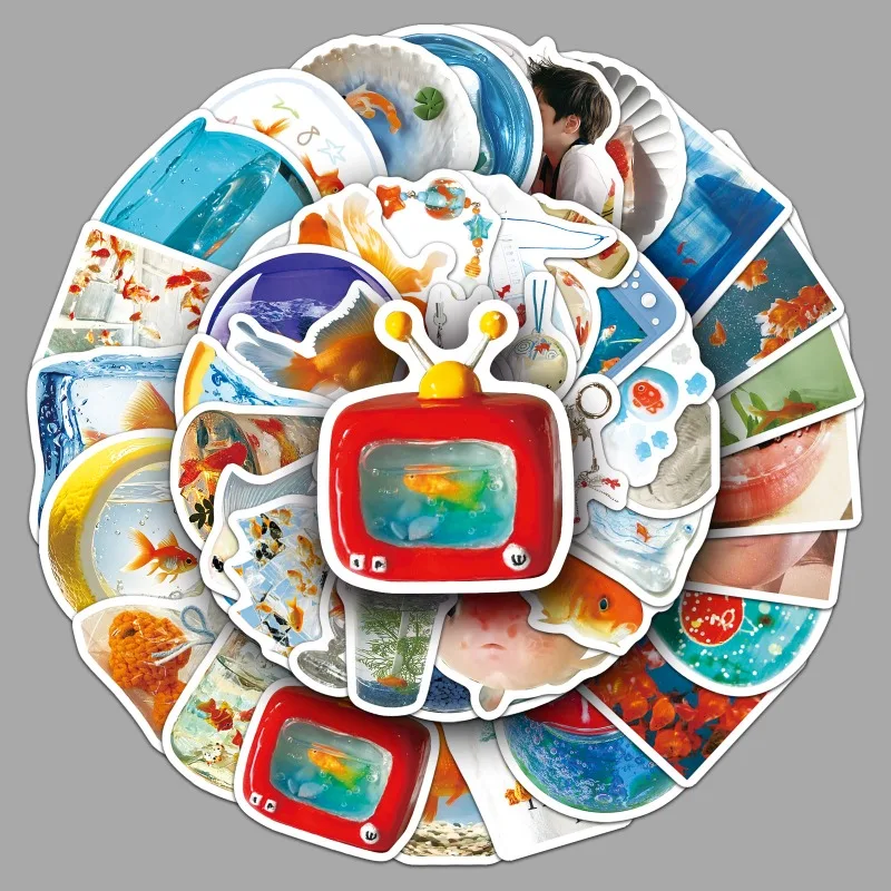 

50 Sheets Japanese Fish Stickers Dopamine Colorful Ins Style Decals Cute Aesthetic Scrapbooking Supplies for Laptop Journal DIY