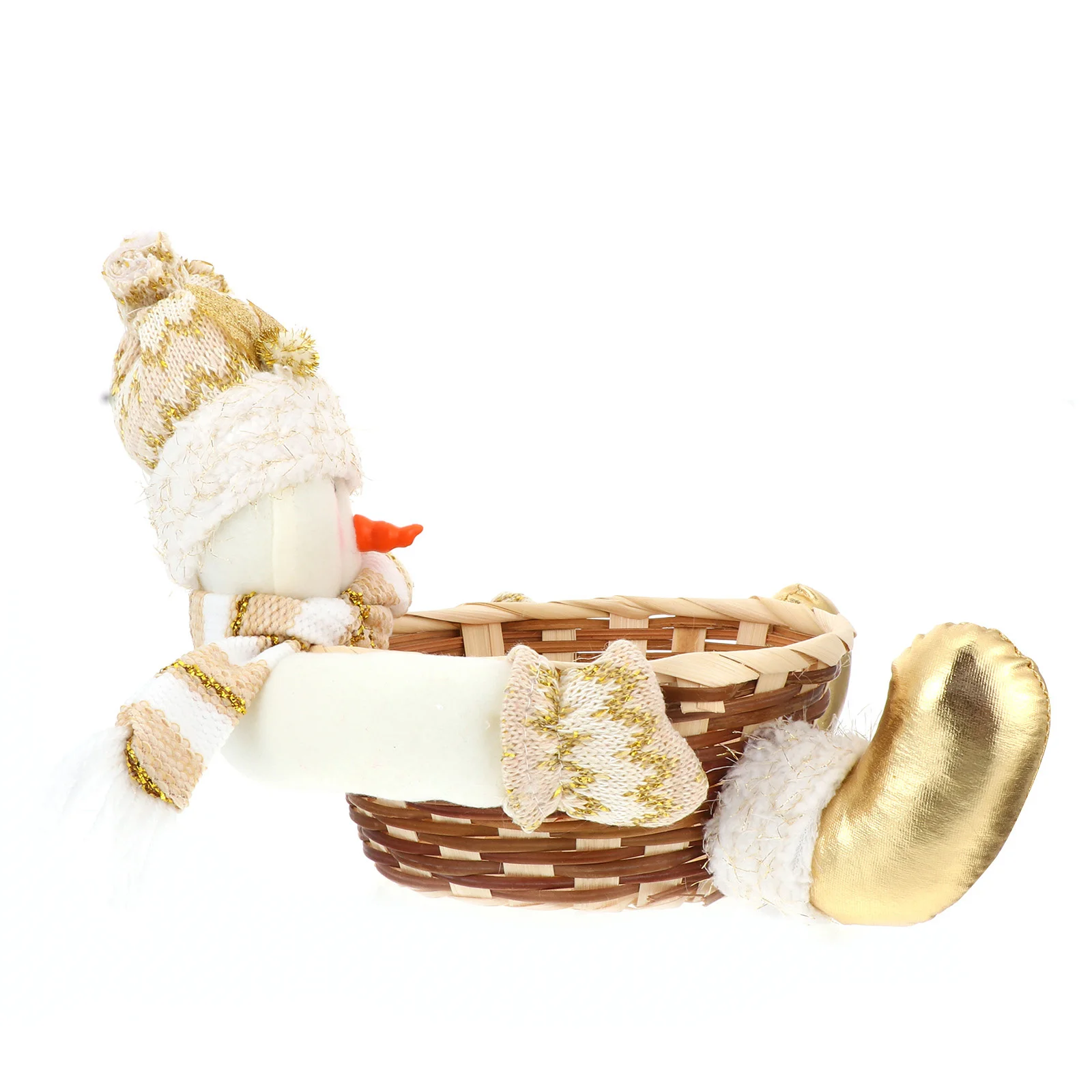 

1Pcs Christmas Snowman Candy Basket Cloth Bamboo Storage Lovely Candy Container Desktop Decoration Christmas Storage Container