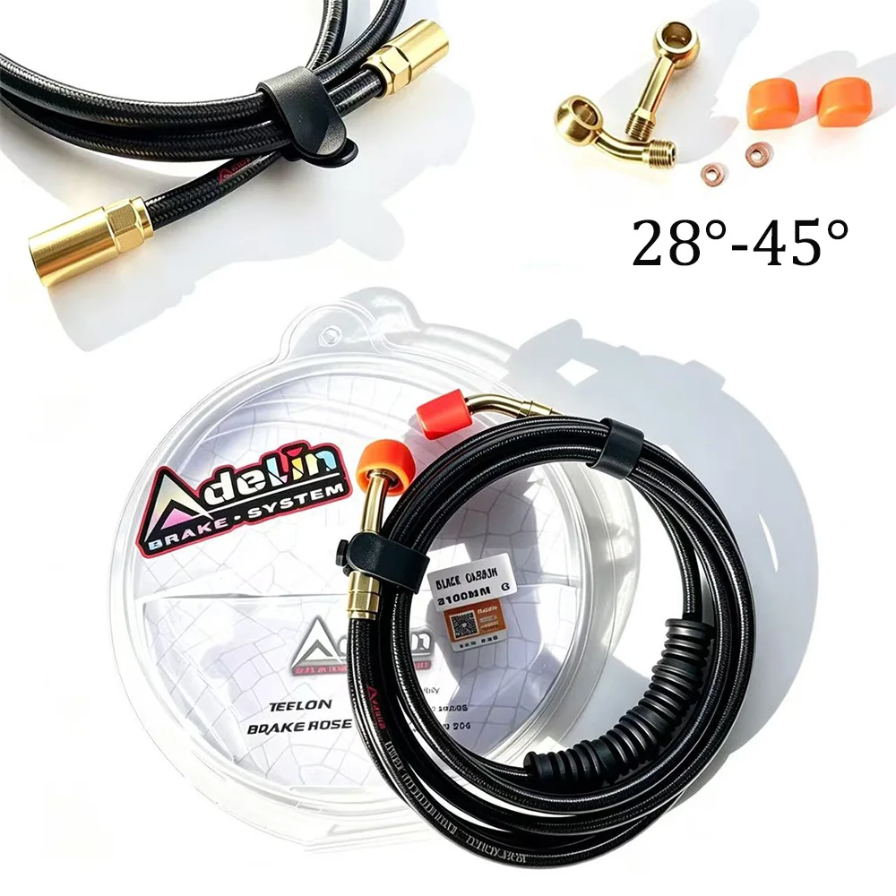 Adelin PTFE Stainless Steel Braided Brake Line 550‑2100mm Universal Motorcycle Hydraulic Hose Modified Upgrade Replacement