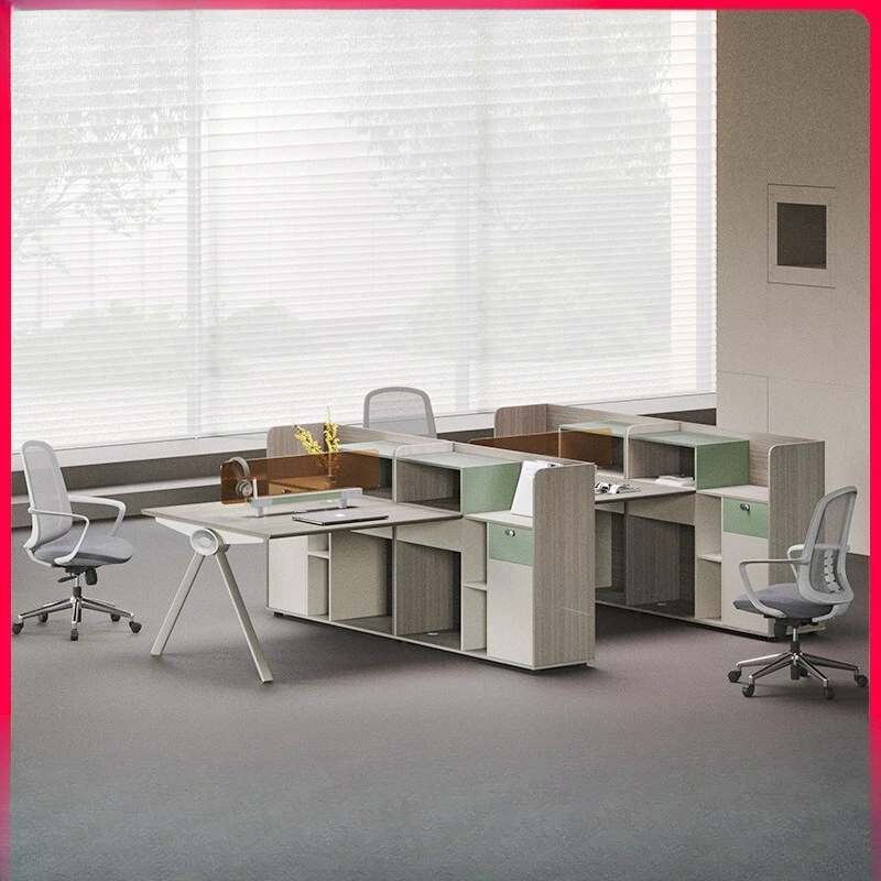 Finance room, office desk and chair combination screen, staff card space, staff four people, double face-to-face accounting desk