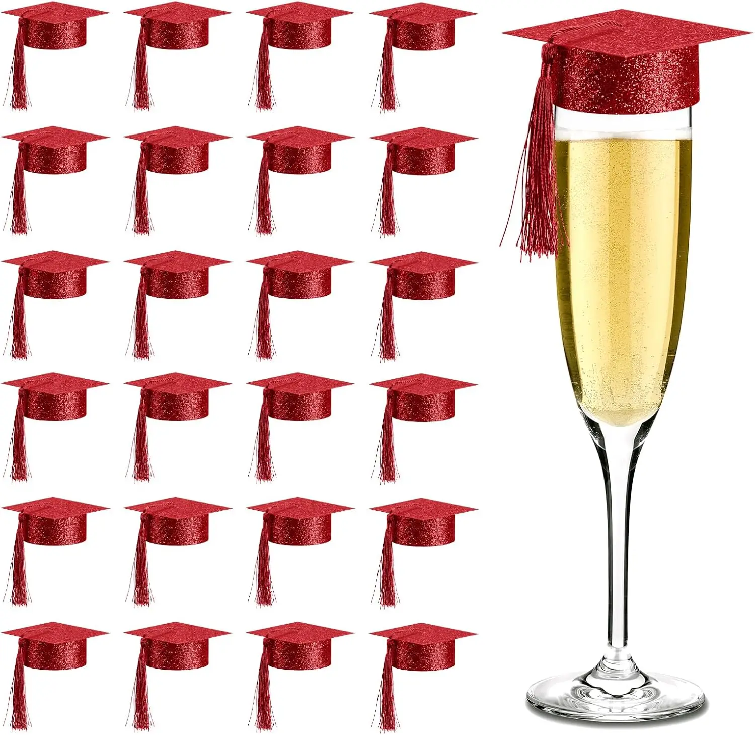 

60 Pcs 2026 Mini Graduation Cup Caps Decorations Hats with Tassels Grad Wine Bottle Toppers Cake Pops Cover Toppers for Graduati