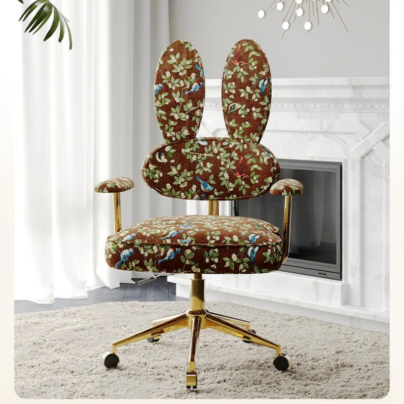 Household sedentary rabbit ear comfortable dressing chair makeup swivel chair