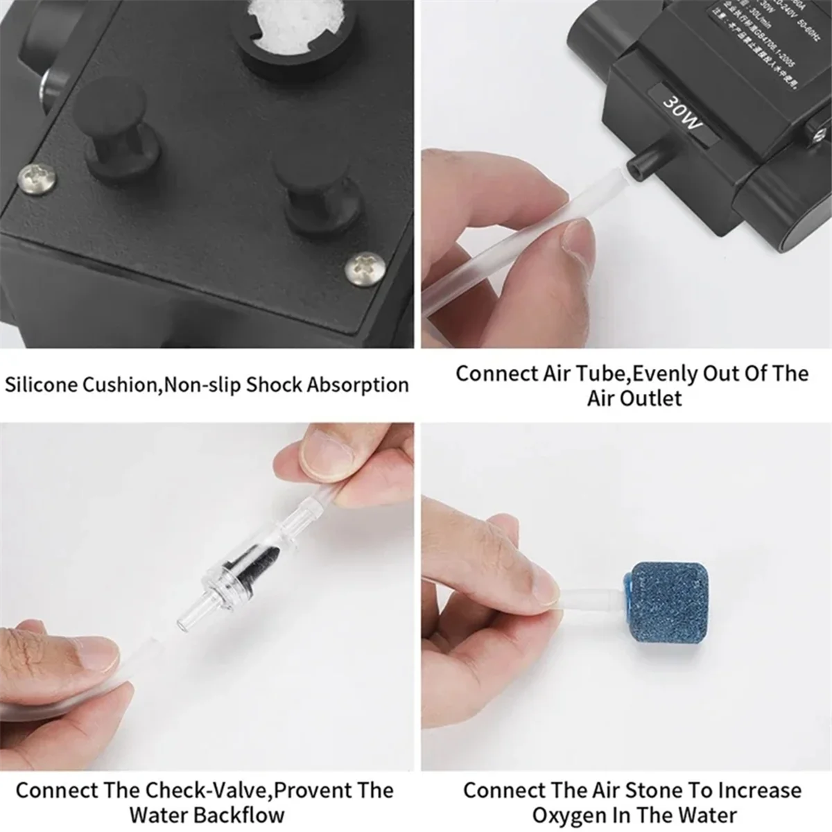 

AA98 30 Вт мощный аквариумный насос, регулируемый кислородный аэратор для рыб, 4 розетки для аквариумов, аквариумов, гидропонная вилка стандарта США