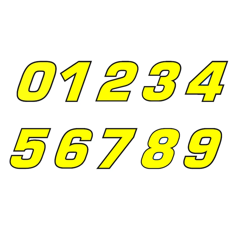 Numbers Yellow with Black Border Vinyl Sticker Graphic Number Car Accessories Reflective PVC Vinyl F155