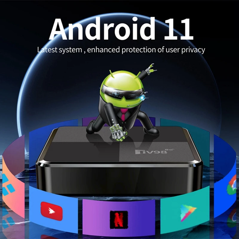 S905W2 2.4G &5G Wifi 4K Android 11 Smart TV Box TV98 Media Player Durable US Plug