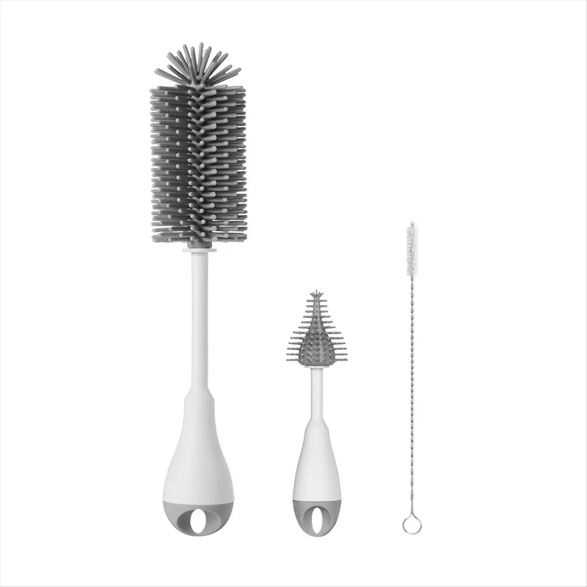 KSOL Silicone Bottle Brush Cleaner Attachment, Straw Cleaning Brush Set for Cleaning Narrow Neck Containers Gray