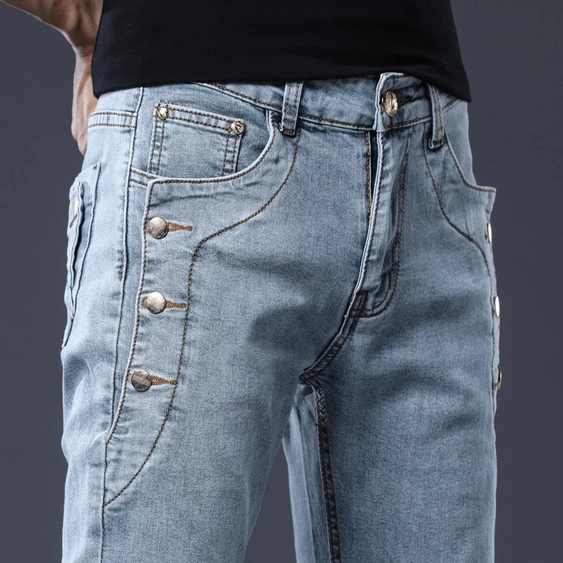 

Brand 2022 Spring New Arrivals Jeans Men Quality Casual Male Denim Pants Straight Slim Fit Dark Grey Men's Trousers Yong Man