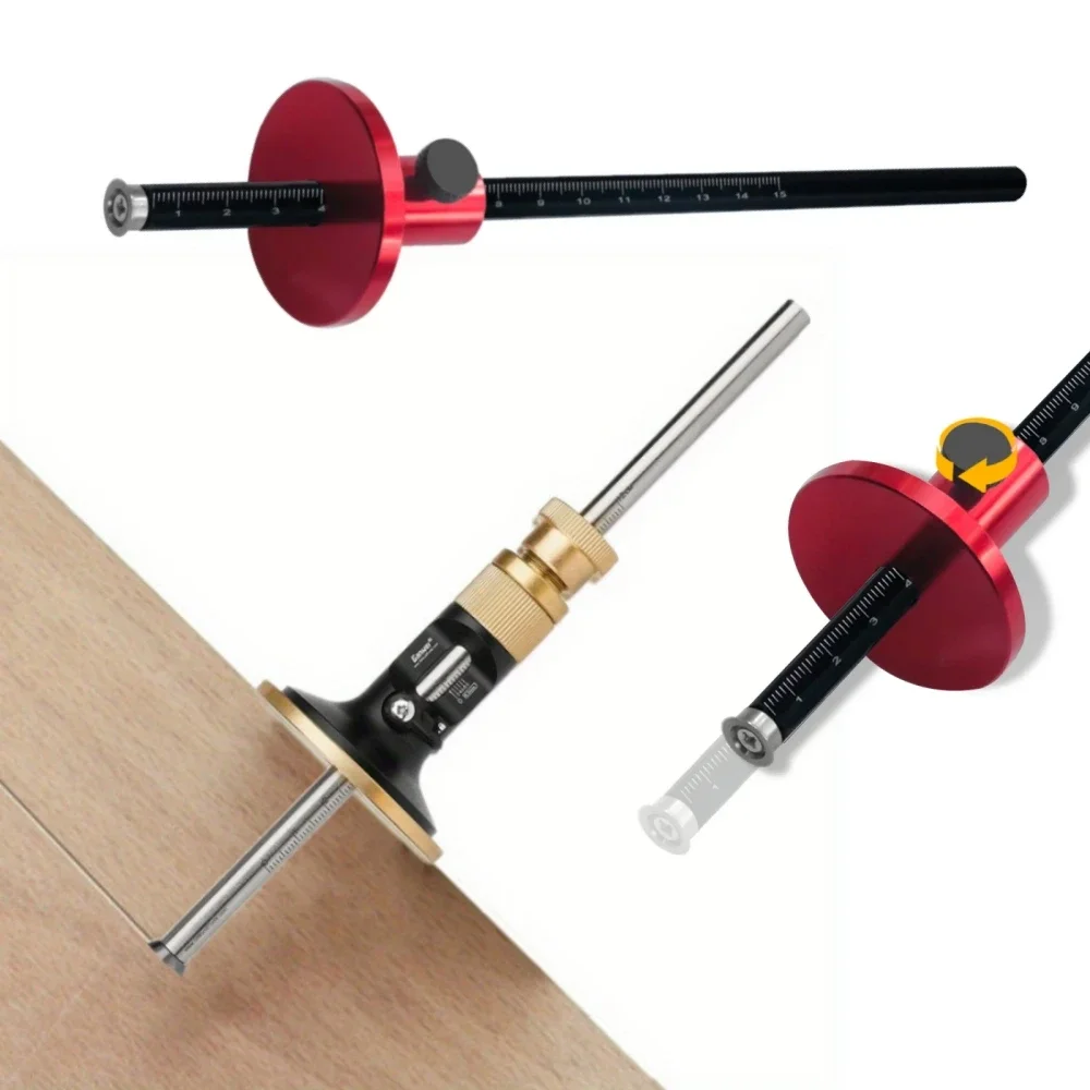 European‑Style Fine‑Tuning Wheel Marking Gauge, Wood Scribe for Parallel Line Mortise Layout, Precision Carpentry Measuring Tool
