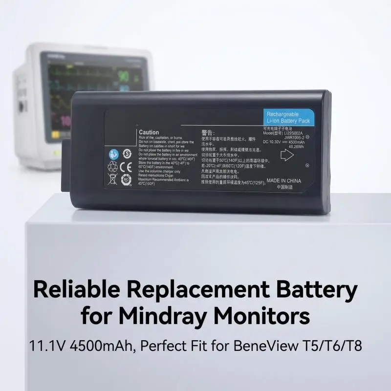 11.1V 4500mAh Lithium Replacement Battery Compatible with Mindray BeneView T5 T6 T8 Patient Monitor Spare Medical Battery