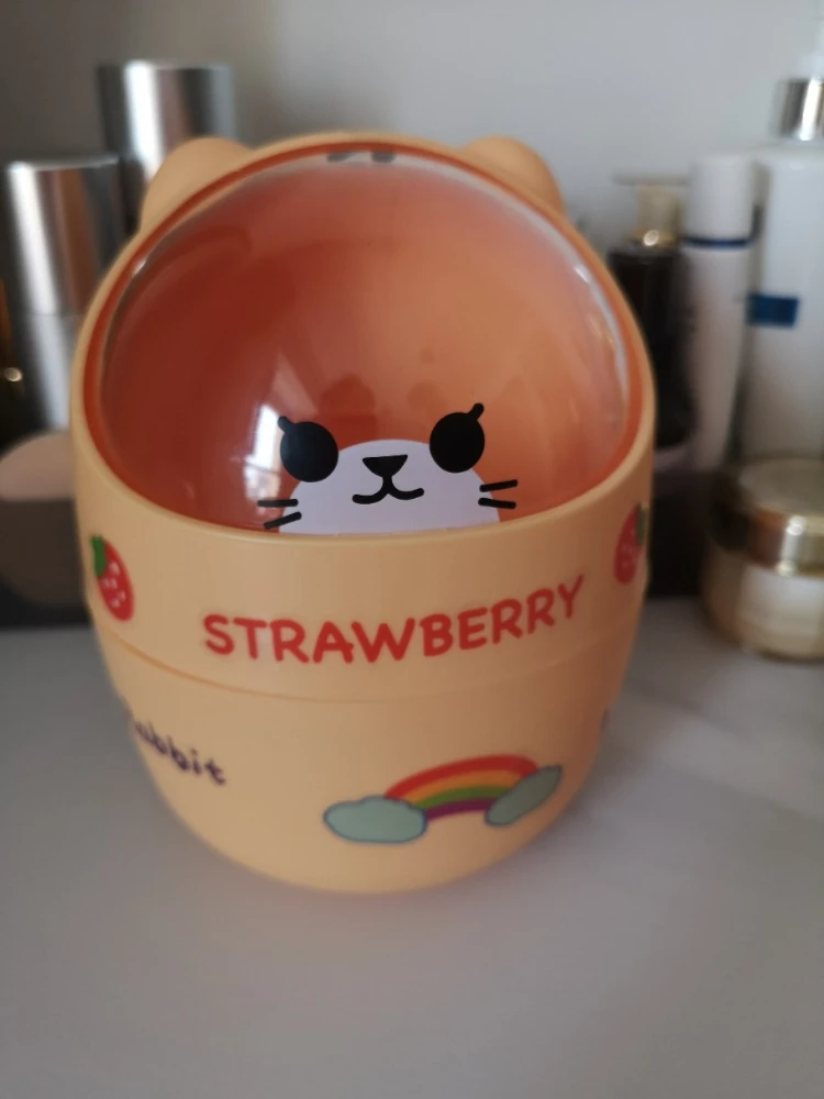 Ins Style Creative لطيف سطح المكتب المنزلي مع غطاء سلة المهملات صغيرة صغيرة Kawaii غرفة نوم مكتب صندوق تخزين حامل قلم إعطاء ملصق #1