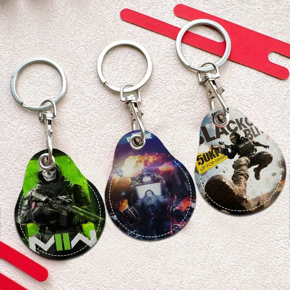 C-cod Call Of D-duty PU Access Case Anti-lost Anti-fall Card Holder Keychain Accessories Fingerprint-proof Key Tag Ring