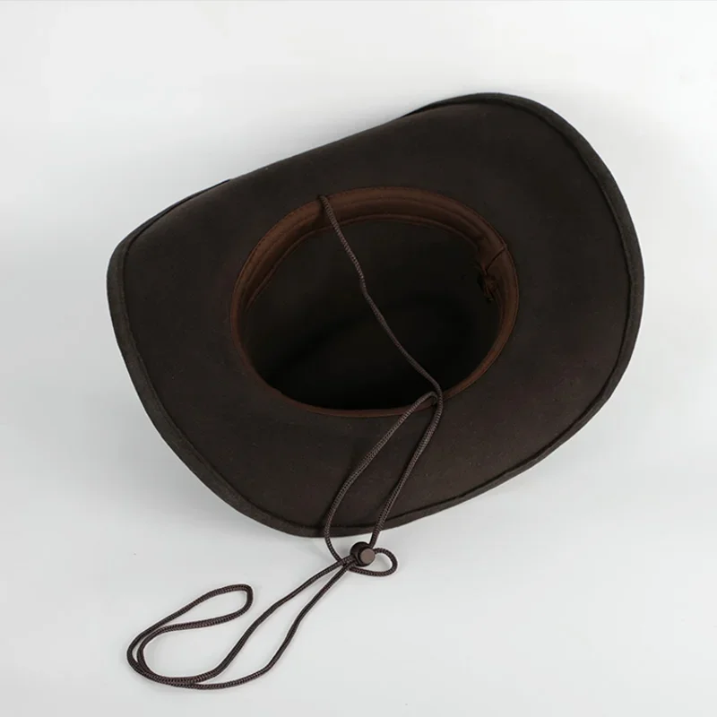 Cowboy Hats Men Wool Felt Country Western Women Chapeau Equestrian Horseback Rider Western Accessories Dark Brown Vintage