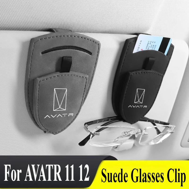 

For AVATR 11 12 Suede Car Multi Functional Visor Sunshade Glasses Clip Card Sunglasses Storage Box Interior Modified Accessory